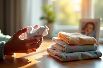 Vêtements de bébé en désordre sur une surface douce