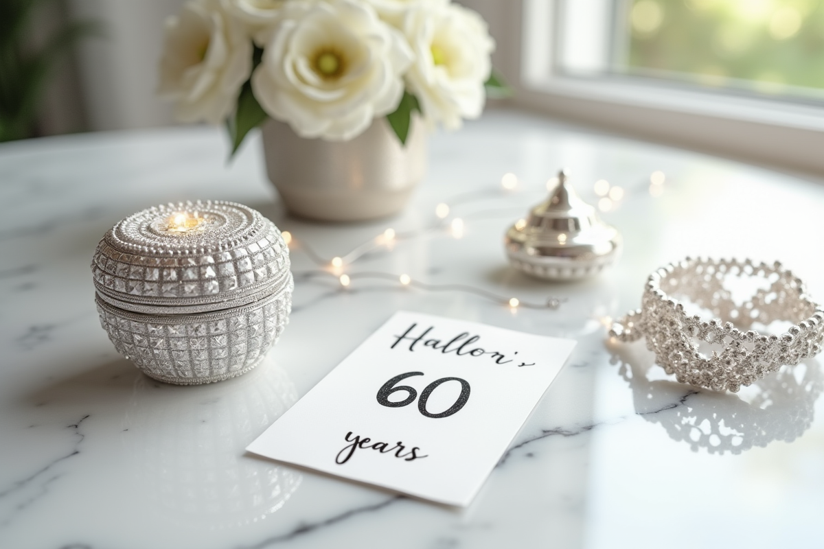 Coffrets de cadeaux en diamant sur une table en marbre blanc