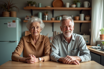 Couple d'âge moyen dans une cuisine chaleureuse