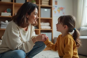 Un parent et un enfant partageant un moment affectueux ensemble