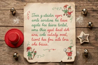 Lettre de lutin farceur manuscrite sur parchemin avec décorations de Noël à imprimer
