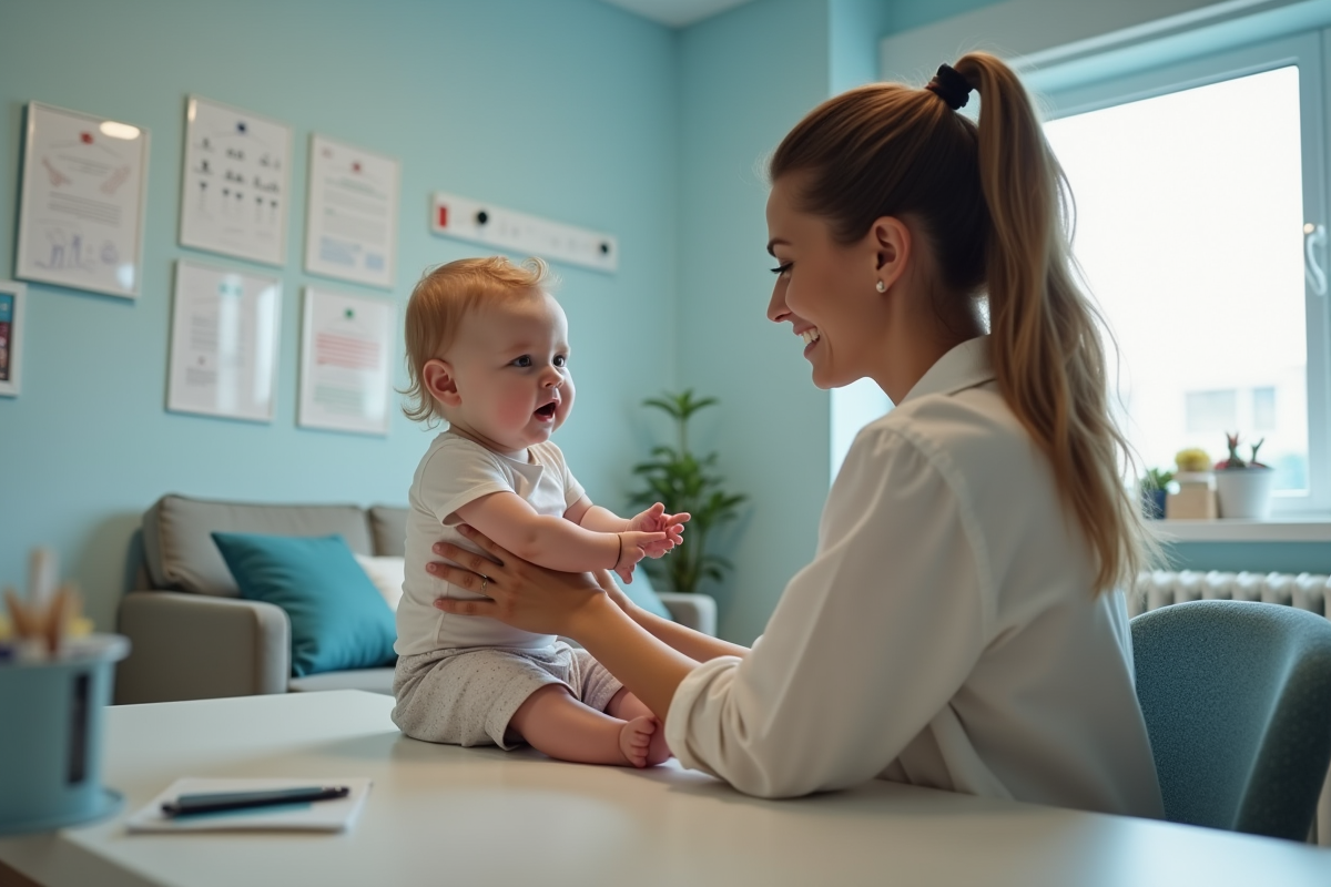 Maman soutenant son bébé lors d
