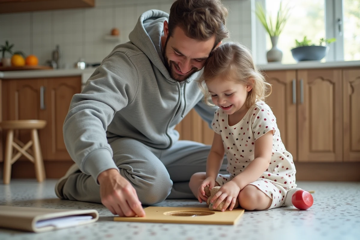 Un père et sa fille créent un jeu de lancer avec des matériaux recyclés dans la cuisine