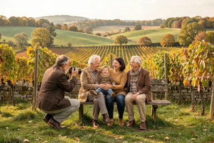 Séance photo de famille en pleine nature en Nouvelle-Aquitaine avec un photographe professionnel au travail