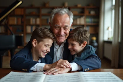 Yvan Cassar avec sa famille dans un salon artistique